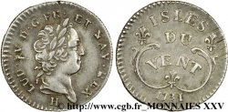 LOUIS XV - ÎLE DU VENT Douze sols 1731 La Rochelle