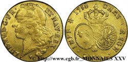 LOUIS XV DIT LE BIEN AIMÉ Double louis d’or aux écus ovales, tête ceinte d’un bandeau 1758 Strasbourg