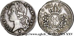 LOUIS XV THE WELL-BELOVED Cinquième d’écu aux branches d’olivier, tête ceinte d’un bandeau 1744 Perpignan