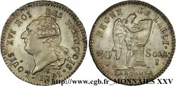 LOUIS XVI 30 sols dit au génie , type FRANÇOIS 1791 Limoges