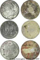 LOUIS XVI Lot de trois épreuves unifaces en étain 1792-1793