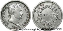 Quart de franc Napoléon Ier tête laurée, République française 1807 Paris F.161/1