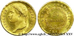 20 francs Napoléon Ier tête laurée, Empire français 1814 Lille F.516/42