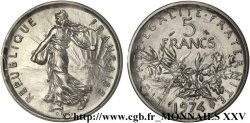 Piéfort Cu-Ni de 5 francs Semeuse, nickel 1974 Pessac F.341/6 P FDC