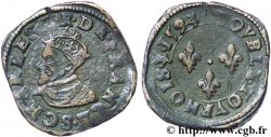 CHARLES X, CARDINAL DE BOURBON Double tournois, type de Troyes 1594 Troyes