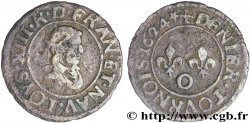 LOUIS XIII Denier tournois, type 1 de Riom (col plat) 1624 Riom