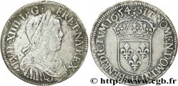 LOUIS XIV THE SUN KING Demi-écu à la mèche longue 1654 La Rochelle