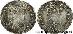 LOUIS XIV THE SUN KING Demi-écu à la mèche longue 1657 Rennes