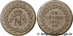 Un décime à l’N couronnée 1814 Strasbourg F.131/3