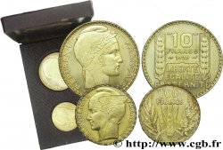 Boîte de 2 essais, Concours monétaire de 1929, 100 francs Bazor et 10 francs Turin en bronze-aluminium 1929 Paris F.360/1