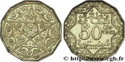 TROISIÈME RÉPUBLIQUE - MAROC SOUS PROTECTORAT FRANÇAIS Essai moyen en piefort de 50 centimes en bronze aluminium, 6 grammes (1925) Paris