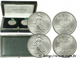 Boîte de présentation de deux essais du 1/2 franc Semeuse 1965 Paris F.198/2 var.
