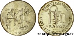 ÉTATS DE L AFRIQUE DE L OUEST (BCEAO) Essai 10 Francs masque / villageois au puit 1981 Paris