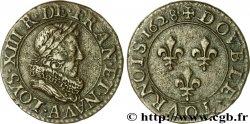 LOUIS XIII Double tournois, type 5 de Paris 1628 Paris