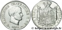 5 lire Napoléon Empereur et Roi d’Italie, 1er type, tranche en relief 1809 Bologne M.77
