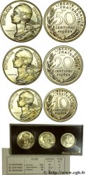 Boîte de trois essais de 50, 20 et 10 centimes Marianne 1962 Paris F.144/1