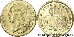 LOUIS XV DIT LE BIEN AIMÉ Double louis d’or aux écus ovales, tête ceinte d’un bandeau 1745 Strasbourg