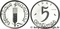 Essai-piéfort acier de 5 centimes Épi 1961 Paris F.124/2 var.