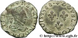 HENRI III Double tournois, 2e type de Dijon, légende fautée au droit (FAN) 1588 Dijon