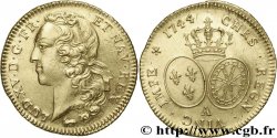 LOUIS XV THE WELL-BELOVED Double louis d’or aux écus ovales, tête ceinte d’un bandeau 1744 Paris
