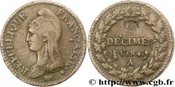 Un décime Dupré, modification du 2 décimes 1796 Paris F.127/1 TTB
