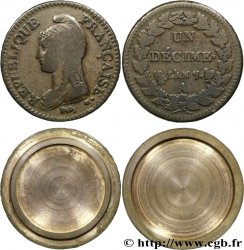 Un décime Dupré, grand module, transformé en boîte de forçat 1799 Paris F.129/22 var.