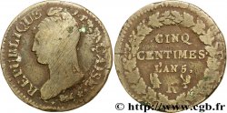 Cinq centimes Dupré, grand module, refrappage du décime 1797 Orléans F.114/10