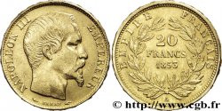 Faux de 20 francs or Napoléon III, tête nue, frappe médaille 1853 Paris F.531/1 var.