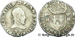 HENRI III Demi-teston, 4e type, col plat, légende de revers fautée 1575 Rennes