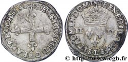 LA LIGUE. MONNAYAGE AU NOM D HENRI III Quart d écu, croix de face 1590 Bayonne