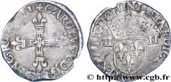CHARLES X, CARDINAL DE BOURBON Quart d écu, croix de face 1591 Nantes