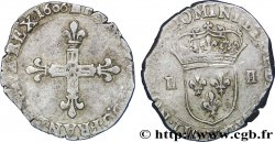 HENRI IV LE GRAND Quart d écu, croix bâtonnée et fleurdelisée de face 1606 La Rochelle