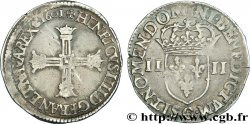 HENRY IV Quart d écu, croix batonnée et couronnée de face 1601 Saint-Lô VF/XF