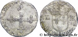 LOUIS XIII Quart d écu, à la croix fleurdelisée, titulature côté croix 1616 La Rochelle