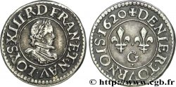 LOUIS XIII LE JUSTE Denier tournois, type 1 de Poitiers, buste A 1620 Poitiers