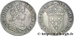 LOUIS XIV LE GRAND OU LE ROI SOLEIL Quart d écu à la mèche courte 1645 Paris, Monnaie du Louvre SUP