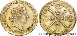 LOUIS XIV LE GRAND OU LE ROI SOLEIL Demi-louis aux insignes 1704 Rennes