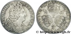 LOUIS XIV LE GRAND OU LE ROI SOLEIL Écu aux trois couronnes 1711 Amiens