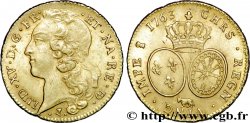 LOUIS XV DIT LE BIEN AIMÉ Double louis d’or aux écus ovales, tête ceinte d’un bandeau 1763 Pau