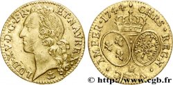 LOUIS XV DIT LE BIEN AIMÉ Louis d’or aux écus ovales, tête ceinte d’un bandeau 1744 Aix-en-Provence