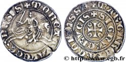 HAINAUT - COMTÉ DE HAINAUT - MARGUERITE DE CONSTANTINOPLE Demi-gros au cavalier ou baudequin
