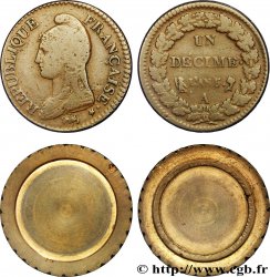 Un décime Dupré, grand module, transformé en boîte de forçat 1797 Paris F.129/1 var.