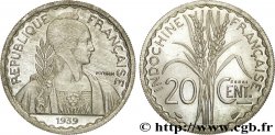 III REPUBLIC - INDOCHINE Pré-série avec le mot Essai 20 centimes, 5,5 g, tranche striée et rainurée ? 1939 Paris