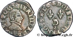 HENRI III Double tournois, 1er type du Dauphiné, légende fautée avec HERI 1578 Grenoble