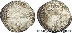 LOUIS XIII Quart d écu, à la croix fleurdelisée, titulature côté croix 1615 Angers