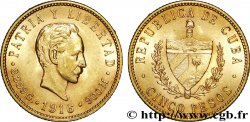 CUBA - RÉPUBLIQUE 5 pesos or 1916 Philadelphie