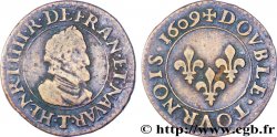 HENRI IV LE GRAND Double tournois, type de Nantes 1609 Nantes