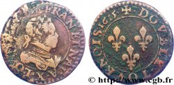 LOUIS XIII LE JUSTE Double tournois, type 2 1615 Amiens B+/TB