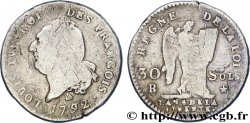 LOUIS XVI (MONARQUE CONSTITUTIONNEL)  30 sols dit  au génie , type FRANÇOIS 1792 Orléans B