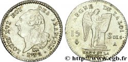 LOUIS XVI (MONARQUE CONSTITUTIONNEL)  15 sols dit  au génie , type FRANÇOIS 1792 Paris TTB+